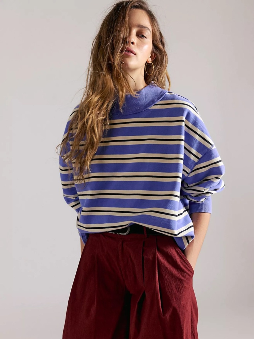RARE Free People Palm Springs Striped Pullover🩵 - Picture 2 of 4